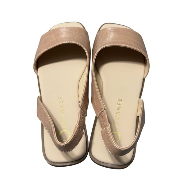 Journee Brinsley 6.5M Tan Faux Crocodile Slingback Sandals Womens - Picture 4 of 12